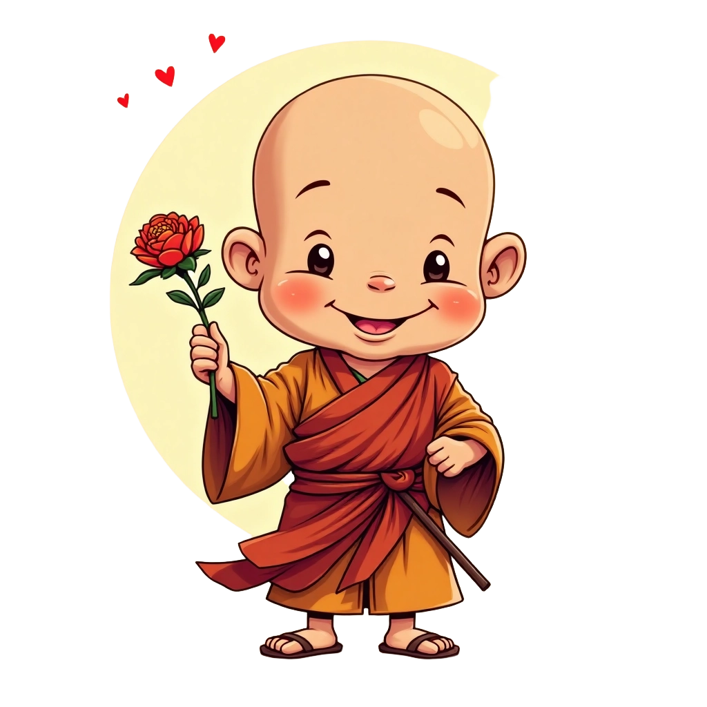 Little Monk with a Flower